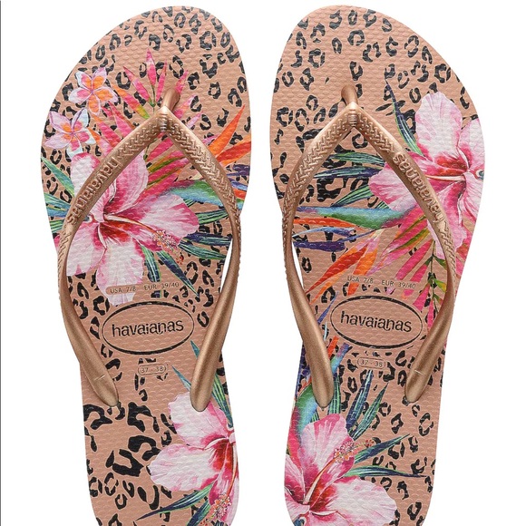Havaianas Shoes - Havaianas Slim Animal Floral Flip Flops in Crocus Rose